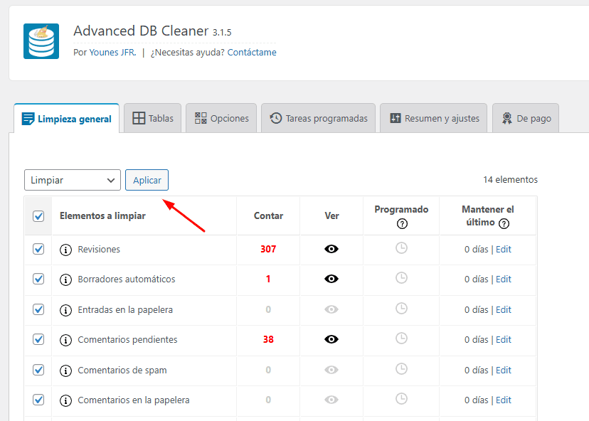 Ejemplo de limpieza de base de datos