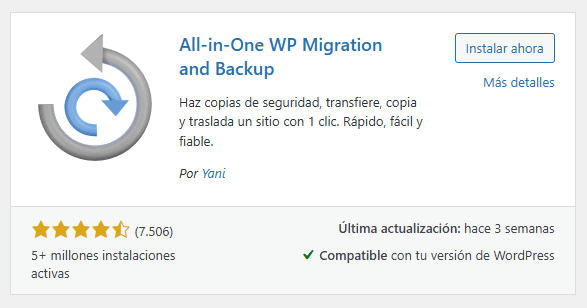 Plugin All-in-One WP Migration